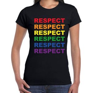Regenboog Respect gay pride / parade zwart t-shirt voor dames - LHBT evenement shirts kleding / outfit