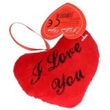 Pluche I Love You hartjes kussentje 10 cm - Valentijnsdag versiering / decoratie