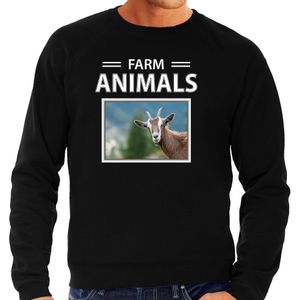 Dieren foto sweater Geit - zwart - heren - farm animals - cadeau trui Geiten liefhebber