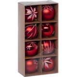 Feeric lights and christmas kerstballen - 8x - 8 cm -kunststof - rood
