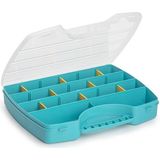 Plasticforte Opbergkoffertje/opbergdoos/sorteerbox - 3x - 13-vaks - kunststof - blauw - 25 x 21 x 4 cm