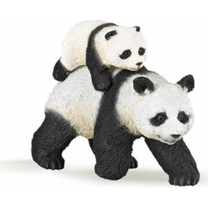 Kunststof dieren - Plastic speelgoed figuur panda met baby 8 cm van Papo