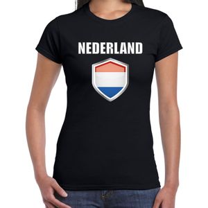 Nederland landen t-shirt zwart dames - Nederlandse landen shirt / kleding - EK / WK / Olympische spelen Nederland outfit