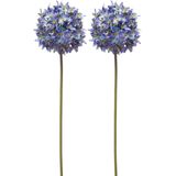 Emerald Allium/Sierui kunstbloem - 2x - losse steel - blauw - 60 cm - Natuurlijke uitstraling