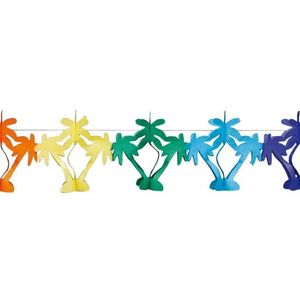 Gekleurde Hawaii palmbomen thema feestslinger 4 meter - Feestartikelen/versiering