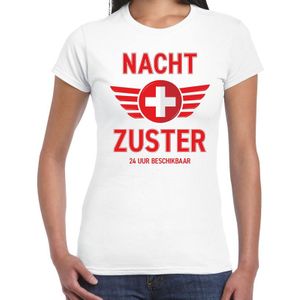 Nacht zuster verkleed t-shirt wit voor dames - verpleegster carnaval / feest shirt kleding / kostuum
