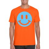Bellatio Decorations Verkleed shirt heren - smiley - oranje - carnaval/foute party - feestkleding