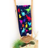 Luxe blauwe badlaken/strandlaken handdoek 70 x 140 cm - Dinosaurus print Dino voor kinderen