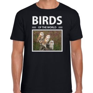 Dieren foto t-shirt Kerkuil - zwart - heren - birds of the world - cadeau shirt Kerkuilen liefhebber