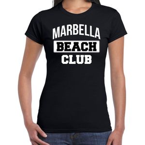 Marbella beach club zomer t-shirt voor dames - zwart - beach party / vakantie outfit / kleding / strand feest shirt