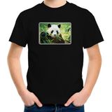 Dieren shirt met pandaberen foto - zwart - voor kinderen - natuur / panda cadeau t-shirt