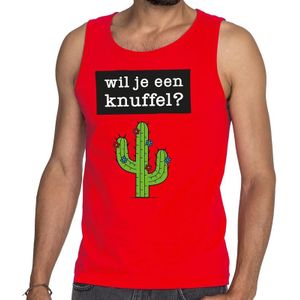Wil je een Knuffel tekst tanktop / mouwloos shirt rood heren - heren singlet Wil je een Knuffel?