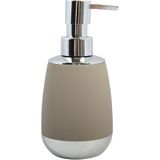 MSV Toiletborstel in houder 38 cm/zeeppompje 260 ml set Bilbao - ABS kunststof - taupe/beige