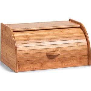Bamboe houten luxe broodtrommel met klep/deksel 40 cm - Zeller - Keukenbenodigdheden - Broodtrommels/brooddozen/vershoudtrommels - Brood/kadetjes bewaren en vers houden