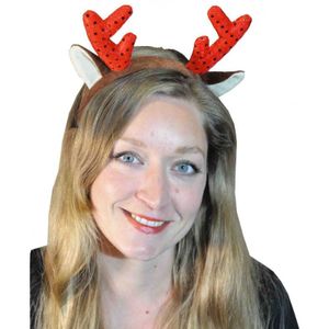 Kerst diadeem/haarband rendier gewei met oren - Kerstaccessoires/tiara