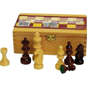 Luxe houten schaakstukken setje - 8,3 cm - Verzwaard met lood - Groen vilt - Voor kinderen en volwassenen