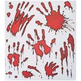 4x Horror raamstickers bloedende handafdrukken set - Halloween feest decoratie - Horror stickers