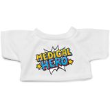 Medical hero pluche teddybeer knuffel 24 cm met wit pop art t-shirt - medical hero / cadeau knuffelbeer