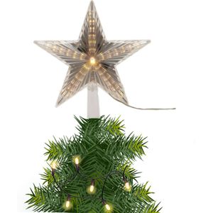 Kerstboom piek/topper - ster - lichtgevend - warm wit - kunststof - 22 cm