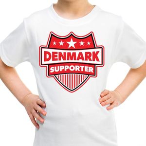 Denmark supporter schild t-shirt wit voor kinderen - Denemarken landen shirt / kleding - EK / WK / Olympische spelen outfit