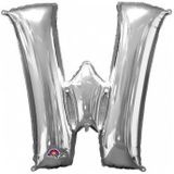 Letter W ballon zilver 86 cm