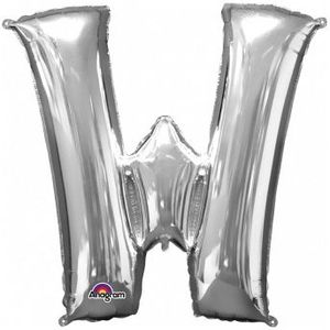 Letter W ballon zilver 86 cm