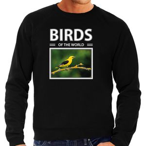 Dieren foto sweater Wielewaal - zwart - heren - birds of the world - cadeau trui vogels liefhebber