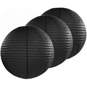 6x stuks luxe bol lampionnen zwart 50 cm diameter - Feestartikelen/versiering