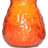 Set van 3x Stuks Oranje Lowboy Buiten Tafel Sfeer Kaarsen 10 cm 40 Branduren In Glas - Tuinkaarsen