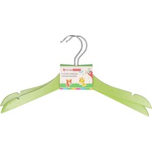 Stevige kledinghangers voor kinderen 2x stuks hout - Klerenhangers limegroen