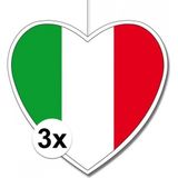 3x Hangdecoratie hart ItaliÃ« 28 cm - Italiaanse vlag EK/WK landen versiering