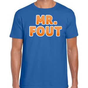 Bellatio Decorations verkleed t-shirt voor heren - Mr. Fout - blauw/oranje - carnaval