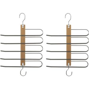 Set van 2x stuks luxe kledinghanger/broekhanger voor 5 broeken 33 x 49 cm - Kledingkast hangers/kleerhangers/broekhangers