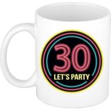 Bellatio Decorations Verjaardag mok / beker - Lets party 30 jaar - neon - 300 ml