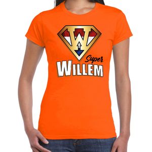 Koningsdag t-shirt super Willem - oranje - dames - koningsdag outfit / kleding
