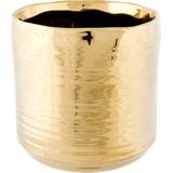 1x Gouden ronde potjes voor kerststukjes Cerchio 13 cm keramiek - Kerststukjes onderdelen pot metallic goud - Woonaccessoires