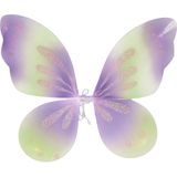 Fiestas Guirca Verkleed vleugels vlinder - groen/lila paars - voor kinderen - Carnavalskleding/accessoires