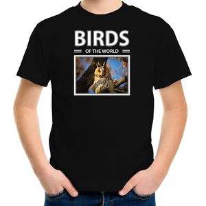 Dieren foto t-shirt Ransuil - zwart - kinderen - birds of the world - cadeau shirt uilen liefhebber - kinderkleding / kleding