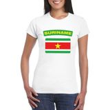 Suriname t-shirt met Surinaamse vlag wit dames