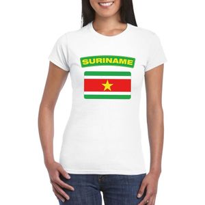 Suriname t-shirt met Surinaamse vlag wit dames