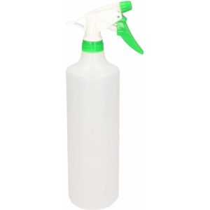 1x Waterverstuivers/spuitflessen groen/witte spraykop 1 liter - Plantenspuiten/schoonmaakspuiten