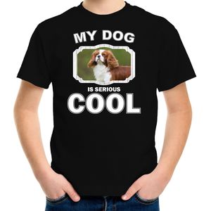 Spaniel honden t-shirt my dog is serious cool zwart - kinderen - Spaniels liefhebber cadeau shirt - kinderkleding / kleding