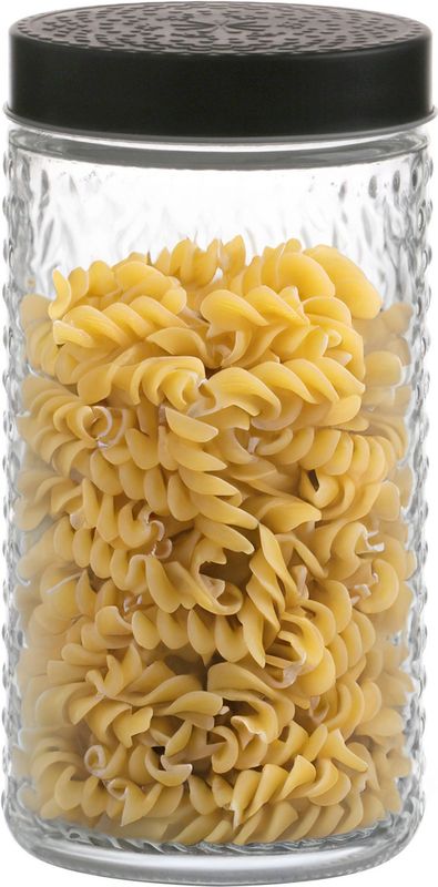 Urban Living Voorraadpot/bewaarpot Roma - 1.5L - glas - zwart - D12 x H22 cm
