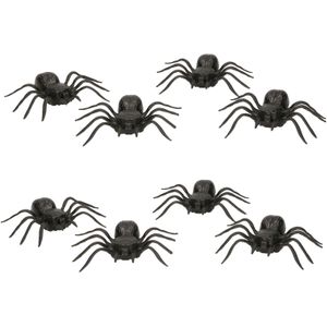 8x Plastic nep spinnen 10 cm Halloween decoratie - Horror themafeest versiering - Plastic/kunststof dieren