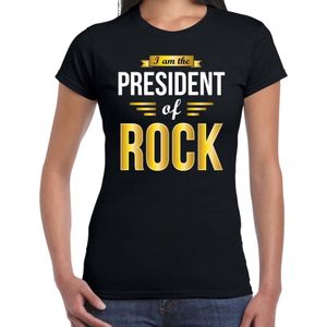President of Rock feest t-shirt zwart voor dames - party shirt - Cadeau voor een Rock liefhebber