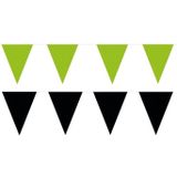 Zwart/Groene feest punt vlaggetjes pakket - 60 meter - slingers / vlaggenlijn