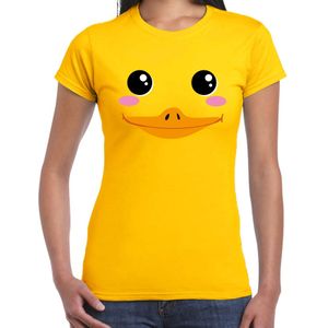 Eend / badeendje gezicht verkleed t-shirt geel voor dames - Carnaval fun shirt / kleding / kostuum