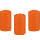 8x Oranje cilinderkaarsen/stompkaarsen 6 x 12 cm 40 branduren - Geurloze kaarsen oranje - Woondecoraties