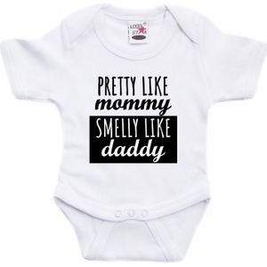Pretty like mommy smelly like daddy tekst baby rompertje wit jongens en meisjes - Kraamcadeau - Babykleding
