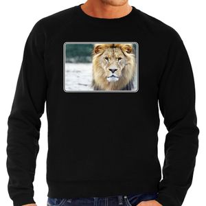 Dieren sweater leeuwen foto - zwart - heren - natuur / leeuw cadeau trui - Afrikaanse dieren kleding / sweat shirt